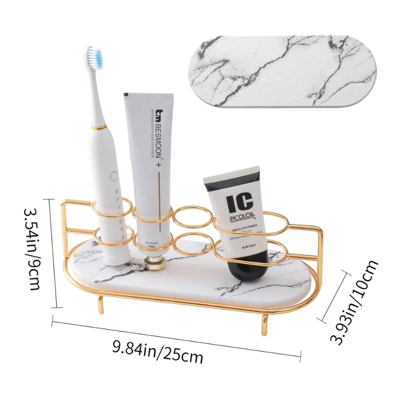 Stone Bathroom Organizer Shelf Diatomite Cosmetic Storage Electric Toothbrush Holder Corner Countertop Vanity Desktop