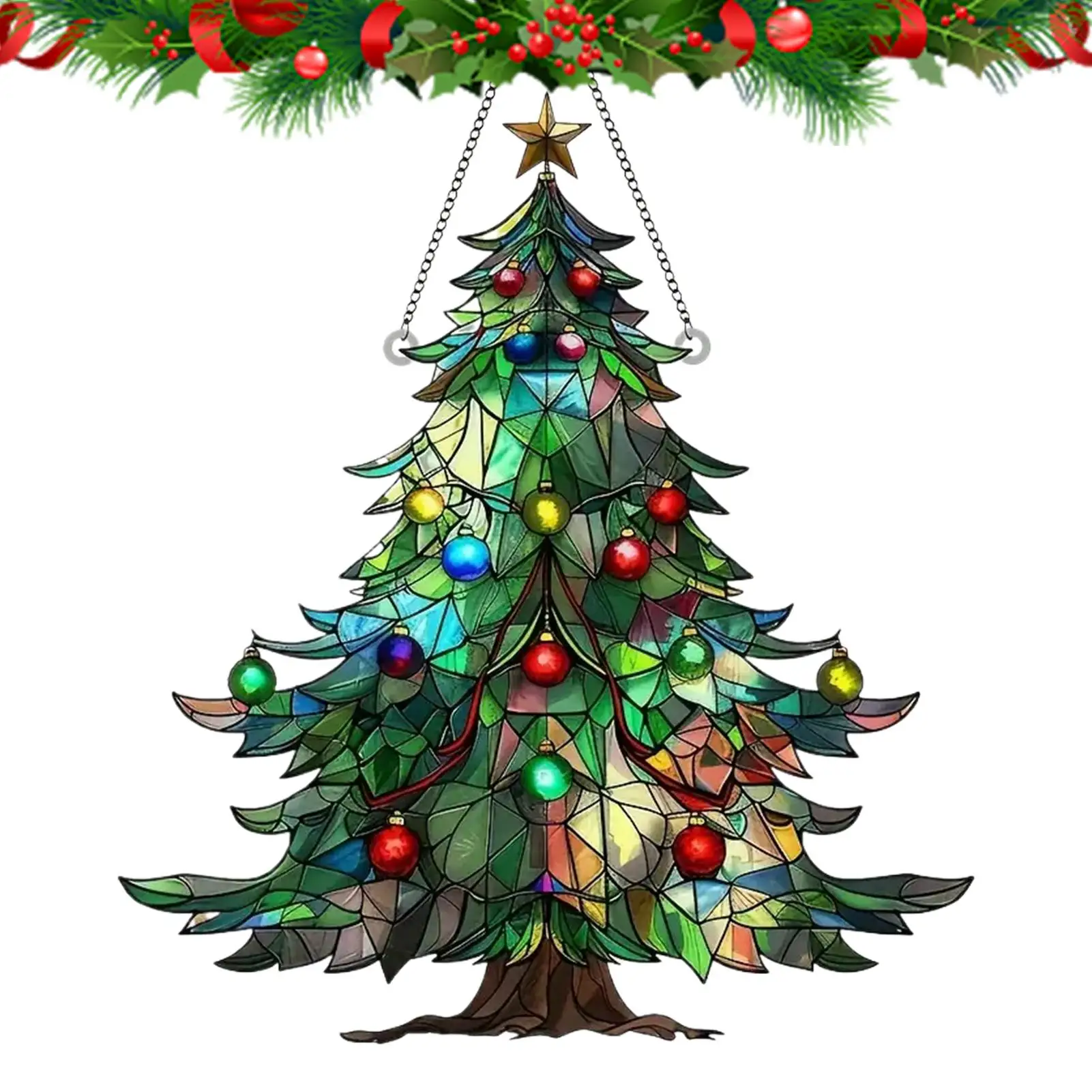 1pcs Christmas Acrylic Sun Catcher Christmas Ornaments Sun Catchers Christmas Sun Catcher Ornaments Acrylic Christmas Tree Sun