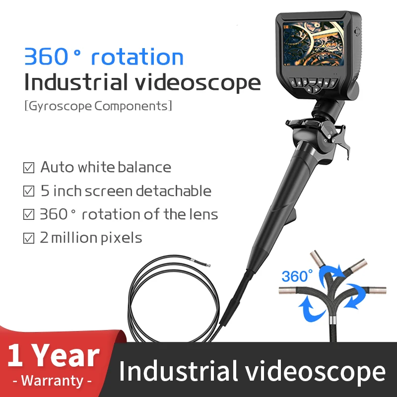 Industrial Endoscope 5.5mm Articulating Borescope 1080P 360 Degree Endoscope BRT Function Auto