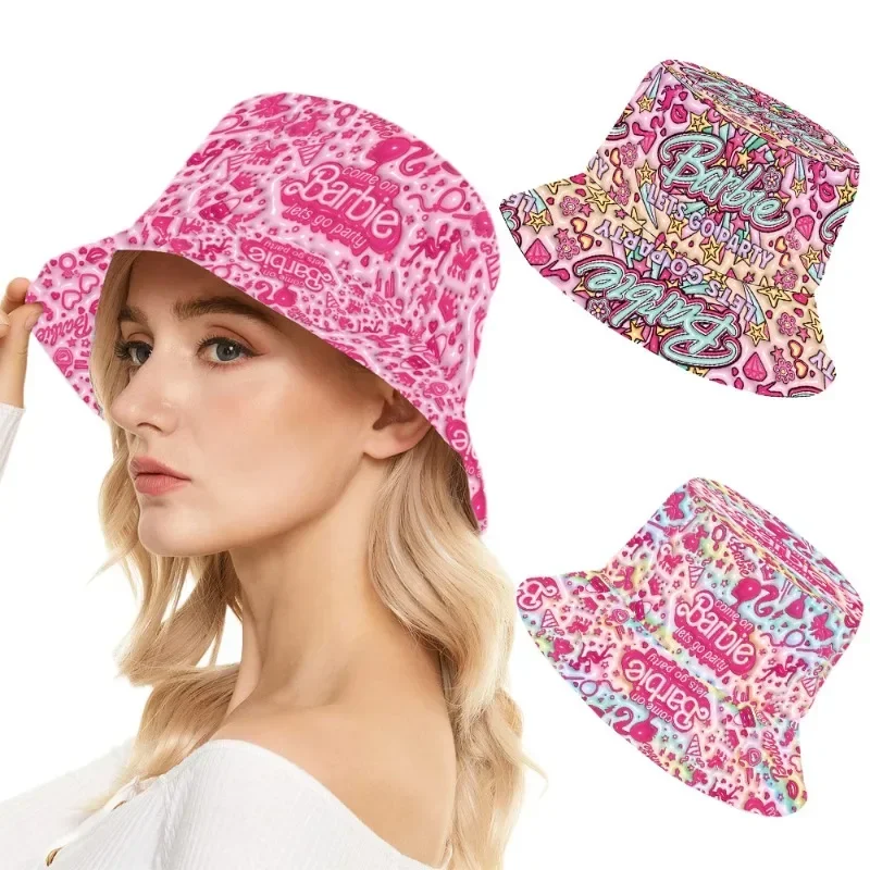 

New 3D Printing Barbie Fisherman's Hat Colorful All Over Women's Big Eaves Hat Casual Sunshade Hat