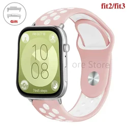 Breathable Silicone Sport Watchband - Vitality Collection - huawei fit 3 (20 pink white)