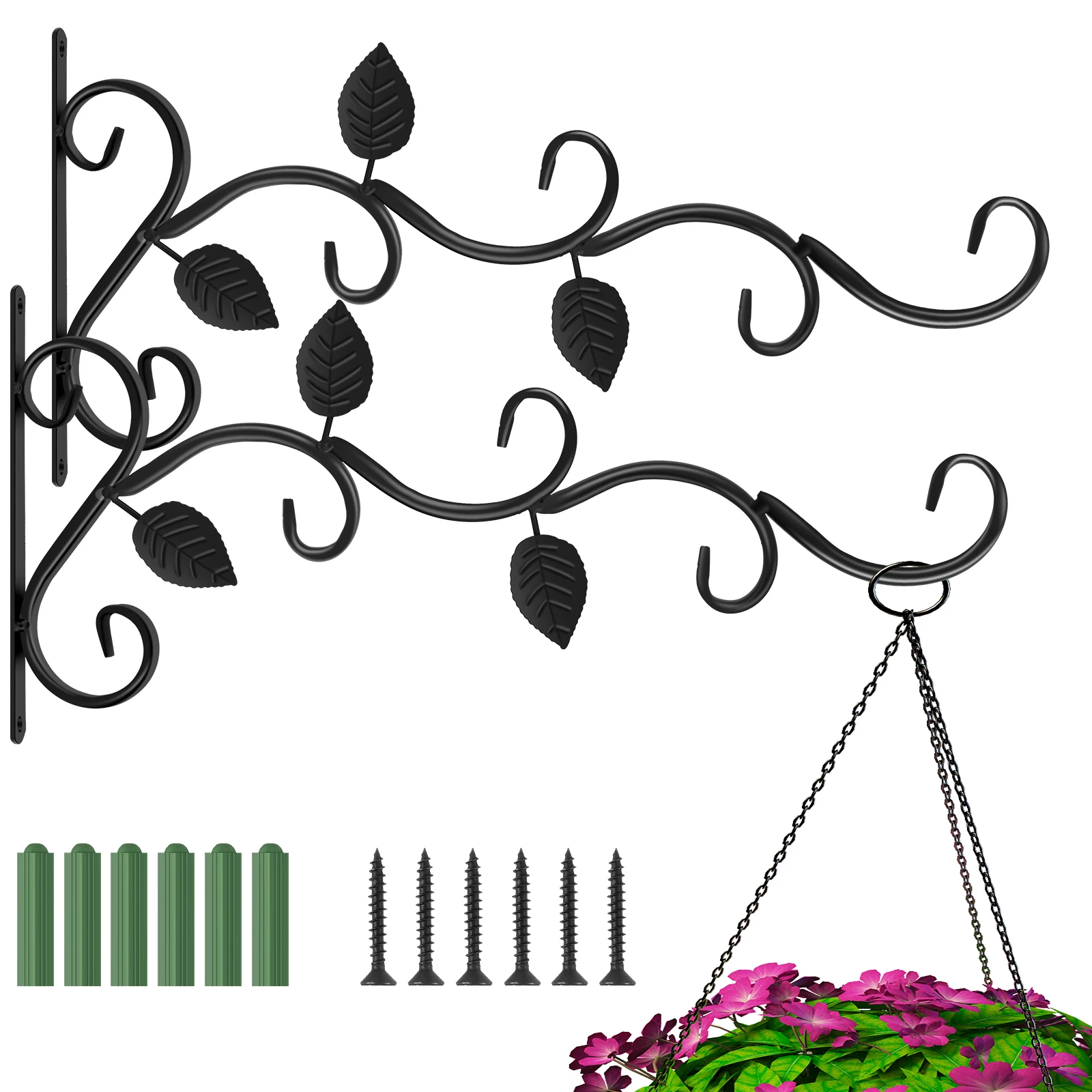 2/4Pcs iron hook bracket metal practical wall mounted flower pot basket for garden outdoor indoor hanging plants supplies plant hanger