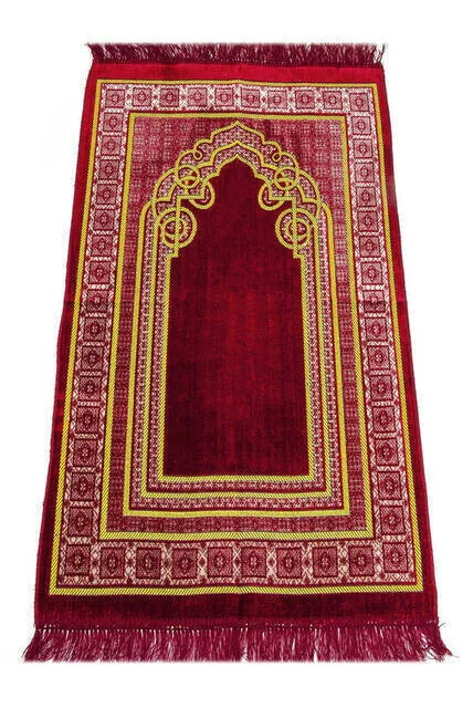 

Бархатный молитвенный коврик Sipinger 0220, красный мусульманский коврик для молитв, коврик для молитв, священный кураанский мусульманский ИК коврик