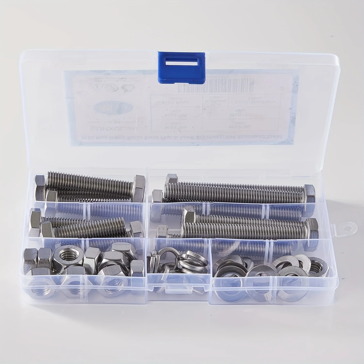 M10 x 40mm 50mm 70mm 80mm Hex Head Bolts Screws, Nuts, Flat & Lock Washers, Stainless Steel 304, Machine Fully Thread