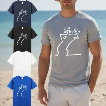 Casual Men's Short Sleeve Round Neck Fashion Cotton Graphic Printed T - Shirts Tops 1