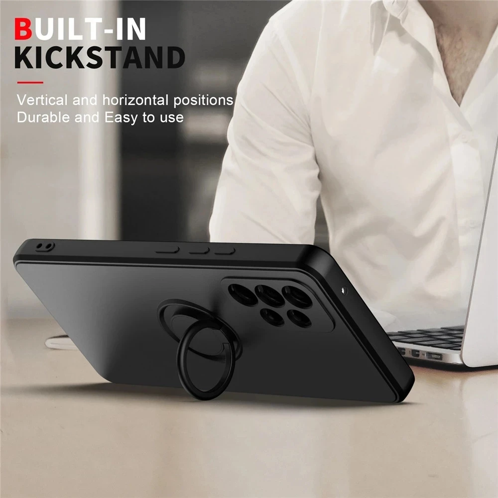 Premium Magnetic Ring Holder Liquid Silicone Case Cover