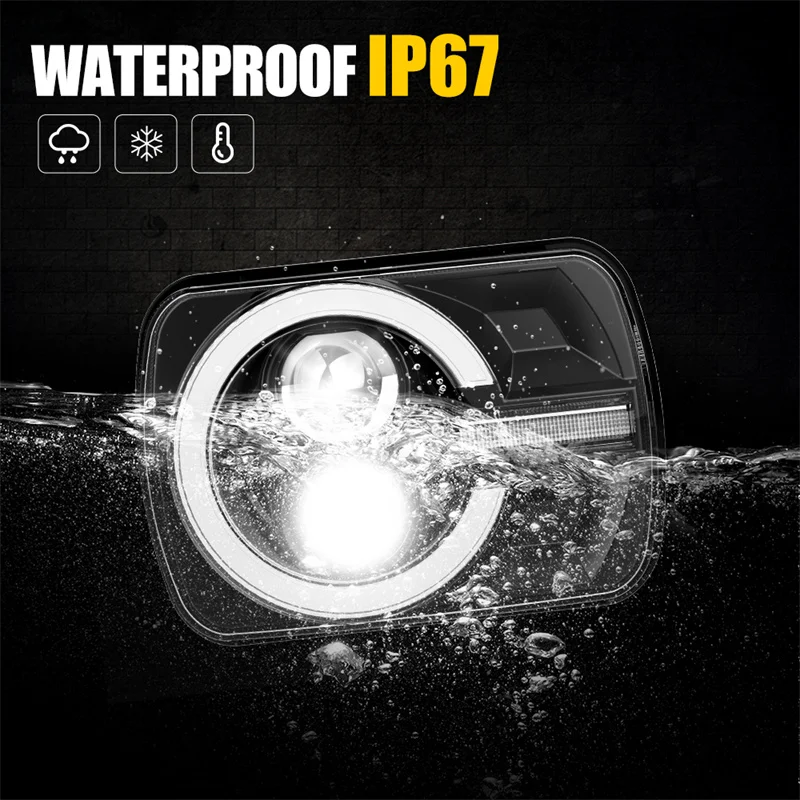 1 paar Rechteckigen Sealed Beam LED Scheinwerfer mit Hoher Abblendlicht  Blinker für Jeep Wrangler YJ Cherokee XJ - AliExpress