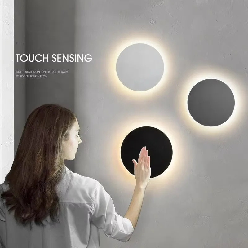 Lndoor Round Wall Lamp/Modern Minimalist Style Bedroom Bedside Table Staircase Porch/LED Light Source Human Body Touch Sensor