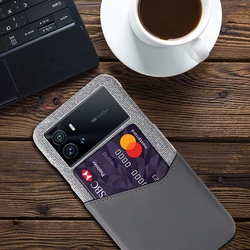 Elegant Business Card Slot Phone Cover Case with Bumper Protection and Sleek Design for Vivo iQOO 9 Pro (Gray)