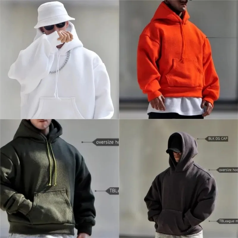Männlicher einfarbiger Kapuzenpullover im Maßstab 1:6 mit vergrößerten Taschen, Kapuzenpullover für 12 Zoll starke Muskelkörper-Actionfiguren, Puppenspielzeug