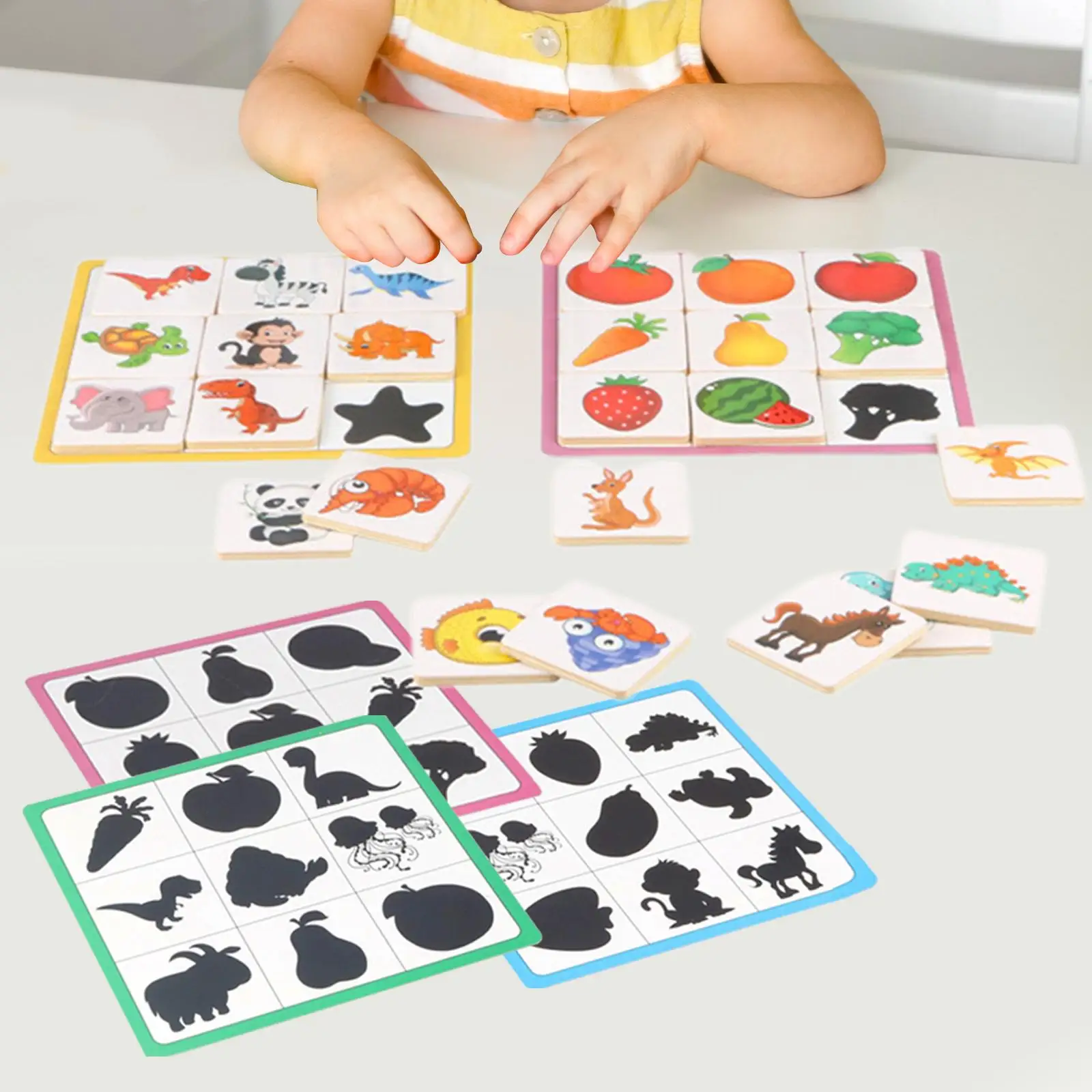 Shadow Matching Toys Educational Toys Montessori Pairs Animal Shape Recognition Animal Memory Game for Age 3+ Preschool Kids