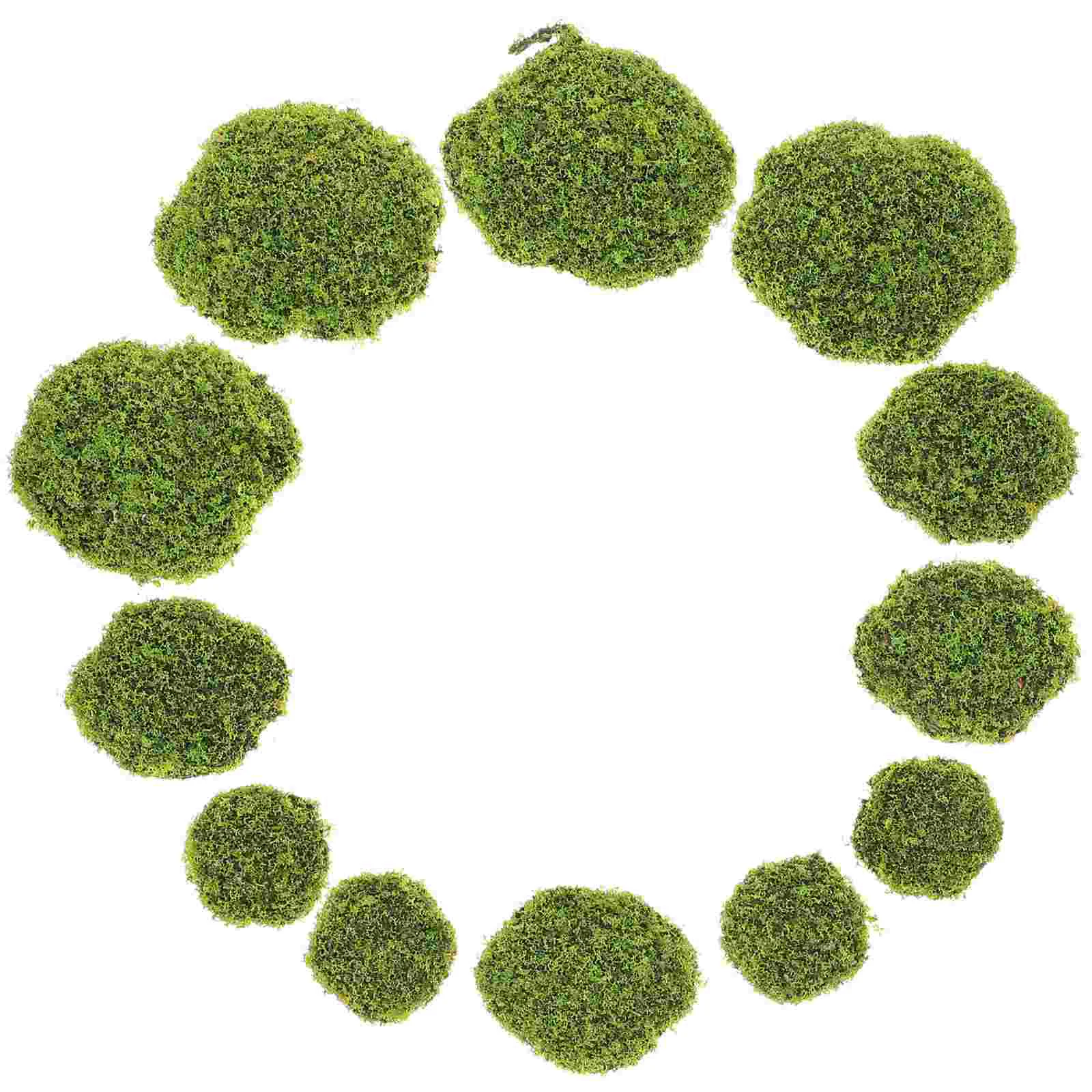 12 Pcs Home Decor Bonsai Stone False Moss Bionic Green Micro Realistico Mossy Garden Layout Prop Office Imitato