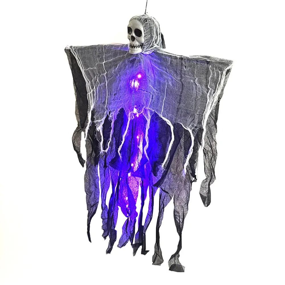 1Pc Halloween Party Spooky Yard Decoration Lights Hanging Illuminated String Fabric Outdoor Scene Arrangement Spooky Skeleton