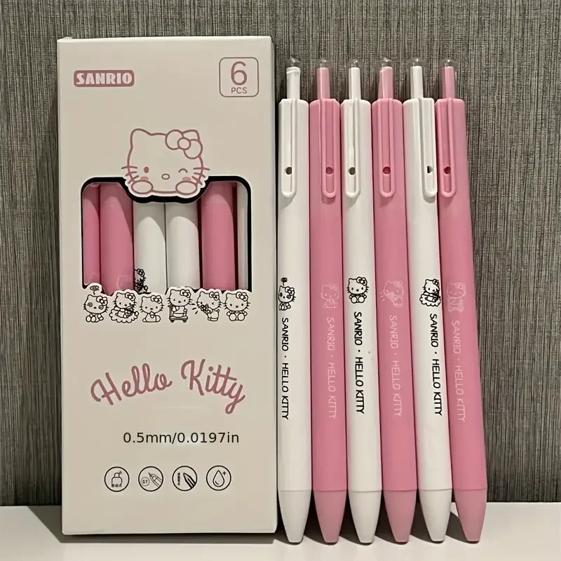 Sanrio Hello Kitty & Kuromi Cute Gel Pen Set Quick-Dry 0.5mm Fine Point Black Ink for Exams and Daily Use
