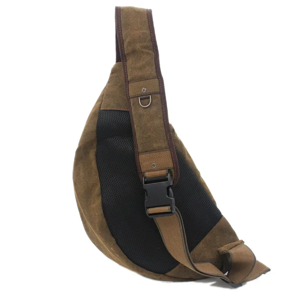 Men Canvas Sling Backpack Coffee Color