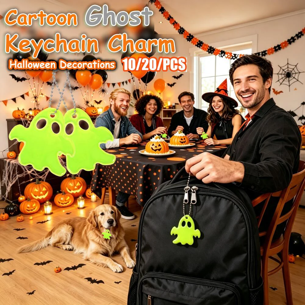 20/10 Stück Geisterförmige Anhänger, doppelseitiger Schlüsselanhänger, kleines Halloween-Geschenk