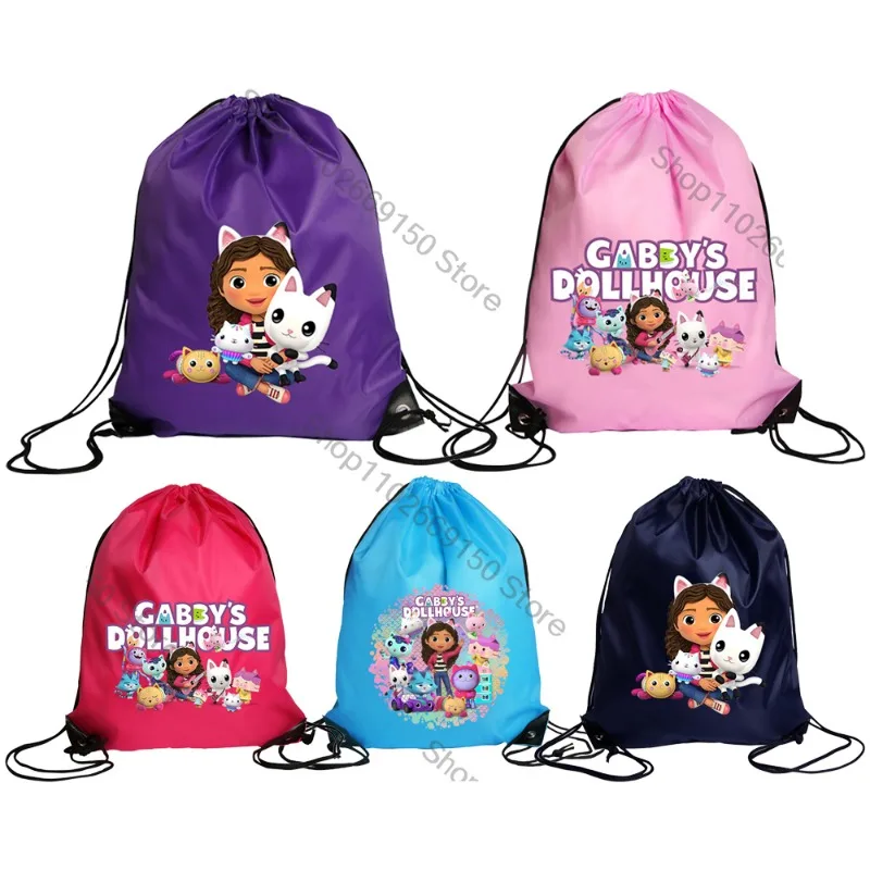 Gabby Dollhouses Ragazze Moda Carino Zaino Con Coulisse Bambini Anime Casual Draw String Bag Bambini Nuovo Cartone Animato Stampato Zainetto