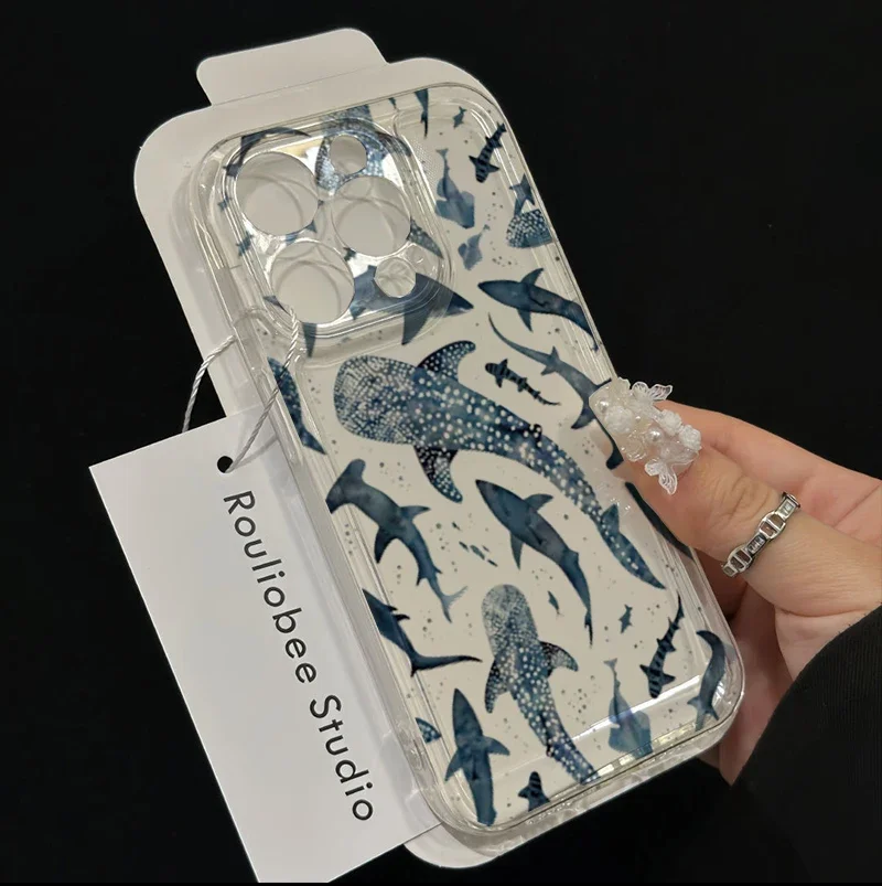 Ocean Shark & Whale Print Phone Case