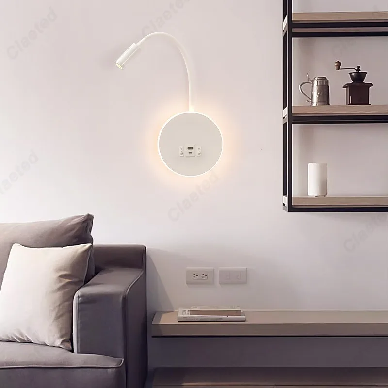 LED Flexible Gooseneck Wall Lamp USB with Switch Adjustable Angle Bedroom Bedside Wall Lamp Corridor Decorative Lighting Fixture led light led wall lamp wall light