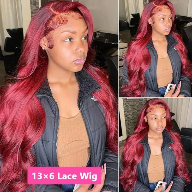 99j Burgundy 13x6 Hd Lace Frontal Human Hair Wigs Transparent Colored Body Wave Red Lace Front Wig 4x4 5x5 Closure Wig For Women