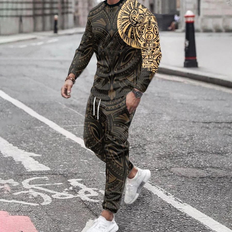 New Arrival Tracksuit for Men Long Sleeve T-Shirt+Trousers Set Fashion Sportswear 2 Piece Sets Oversized Casual Men's Clothing