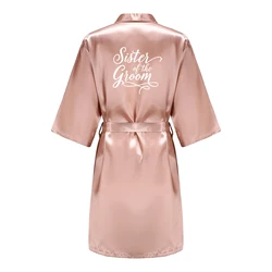 Elegant Rose Gold Satin Bridesmaid Robe - Team Bride Wedding Kimono Sleepwear - L (As the photo show)