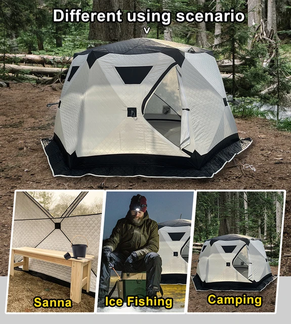 Outdoor Hexagon sauna hub tent portable Pop Up custom cube hiking insulated ice  fishing tent 6 person winter camping hot tent - AliExpress