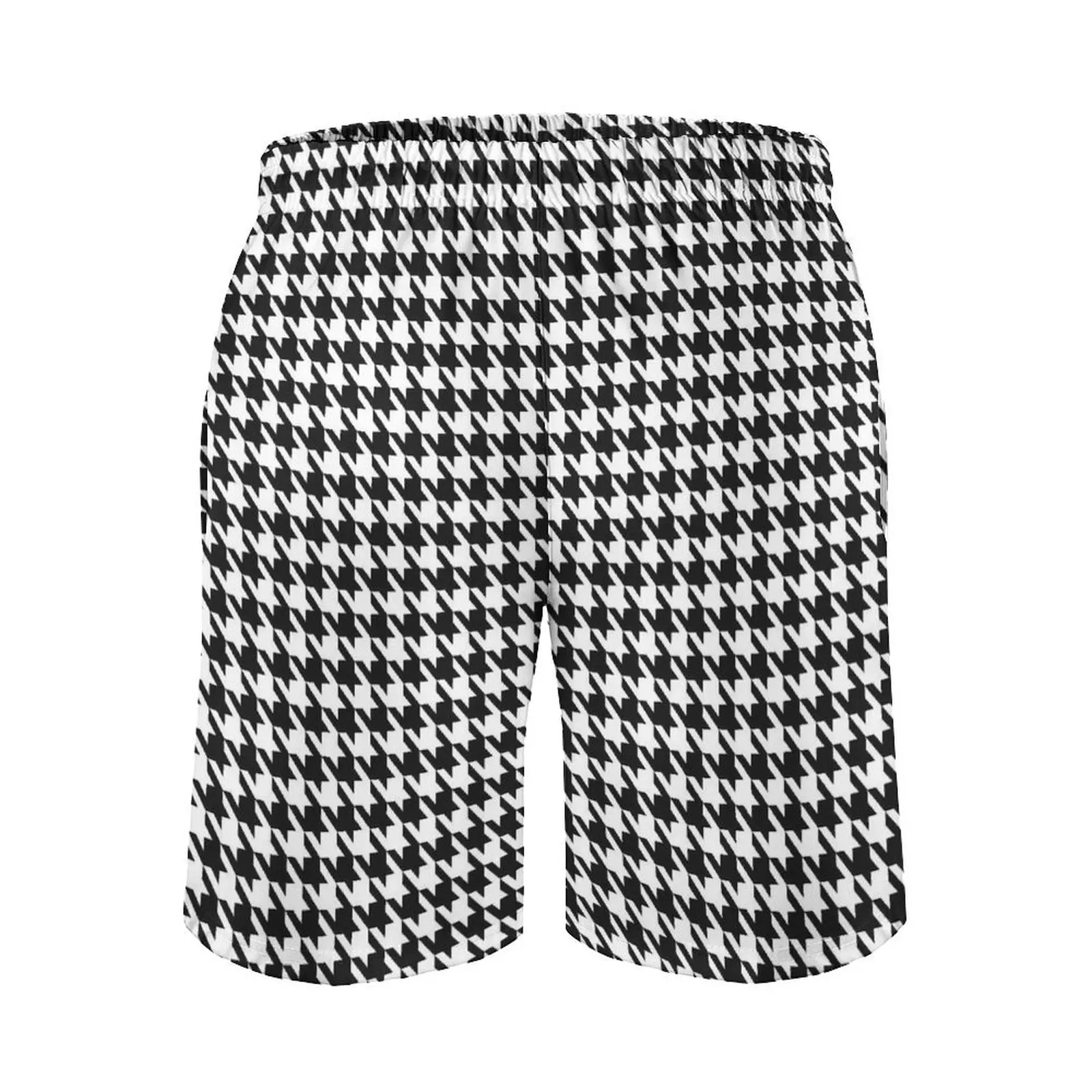 Summer Board Shorts Black White Houndstooth Sports Fitness Retro Print Board Short Pants Vintage Quick Dry Swimming Trunks 5