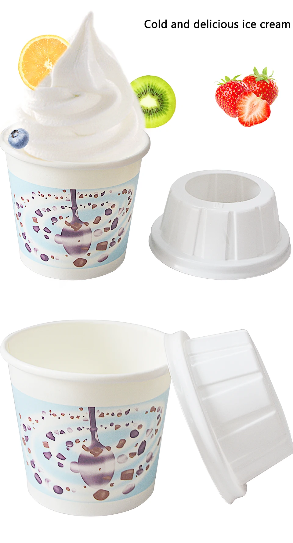 Description Picture 5 of itemXEOLEO 330ML MC Flurry Ice Cream Cups With Ice Cream Lid And Ice Cream Spoons 1000 Set Ice Cream Paper Cups Sundae Cups