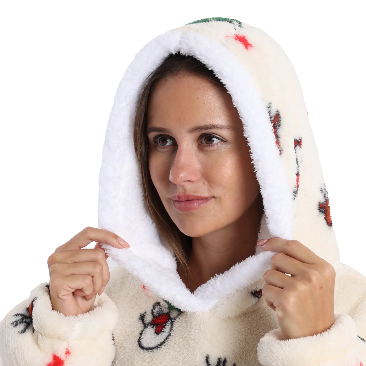 Description Picture 6 of itemWinter Warm Thick Blanket Hoodie Hooded Wearable Blanket Sweatshirt Oversized Fleece Fluffy Animal Xmas Indoor Snuggle