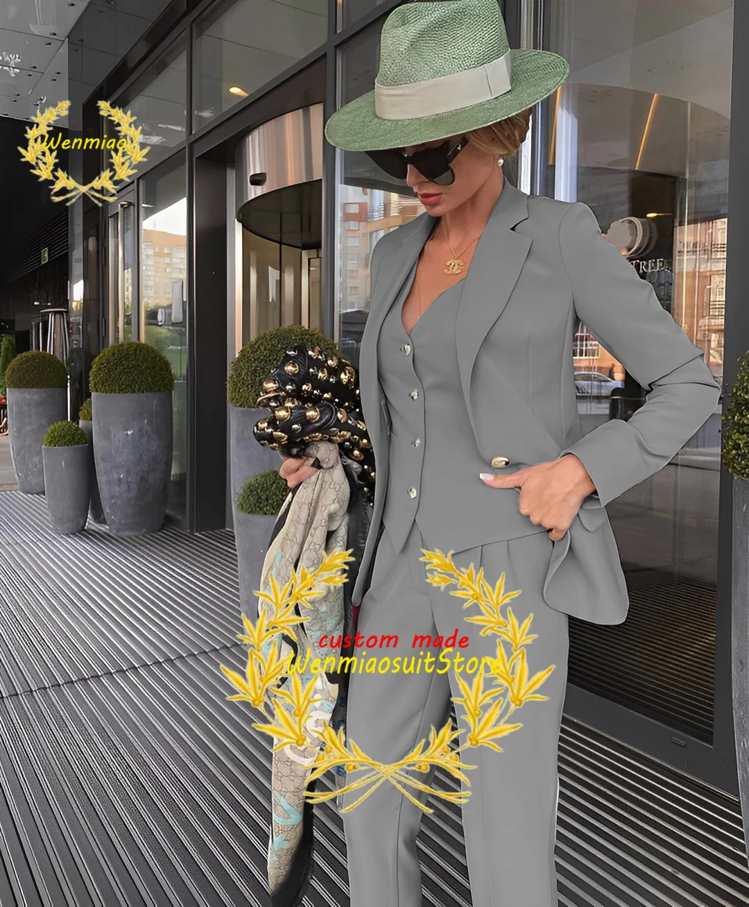 Women's Formal Suits Set, Blazer, Pants, Vest, Business Jacket, Party, Wedding Dress, Lady Outfit, 3 Pcs