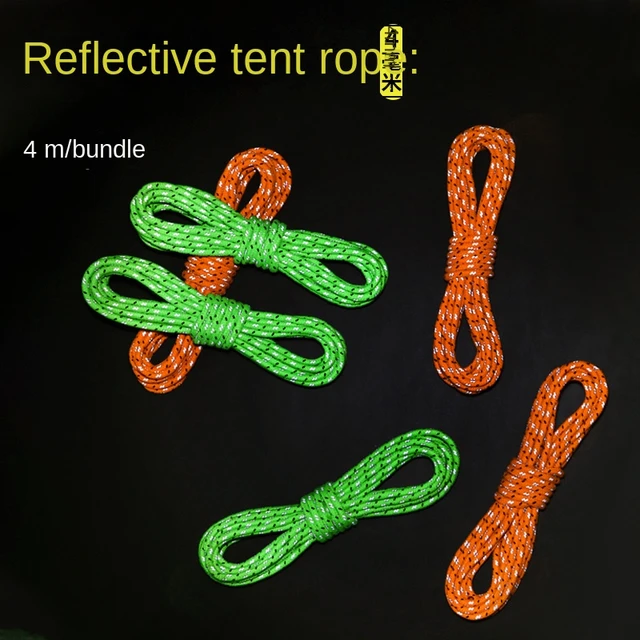 Night Reflective Camping Tent Rope, Clothesline, Ground Spike Rope, Canopy  Extension, Fixed Lanyard, 4mm Diameter - AliExpress
