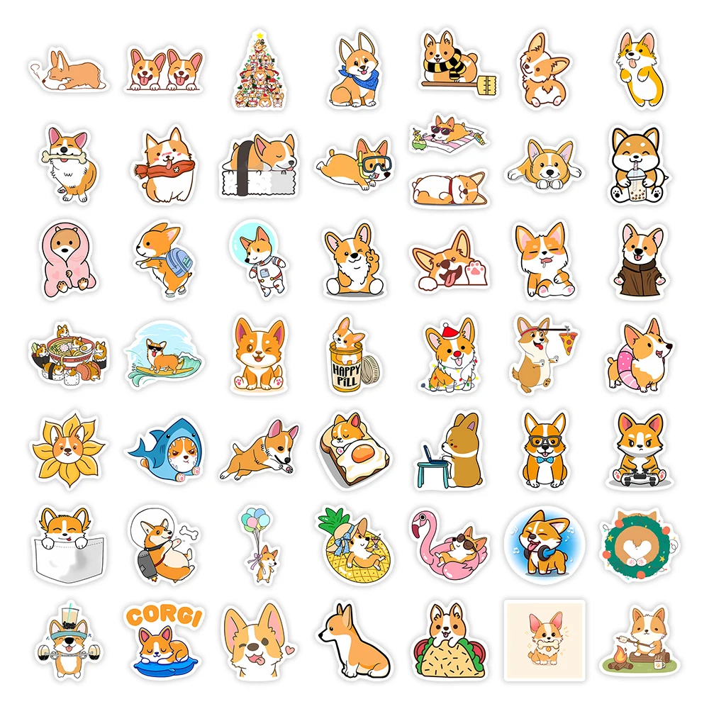 Cute Kawaii Corgi Pet Dog Decorative Washi Stickers Scrapbooking Label Diary Stationery Album Computer Refrigerator Skateboard handbook stickers
