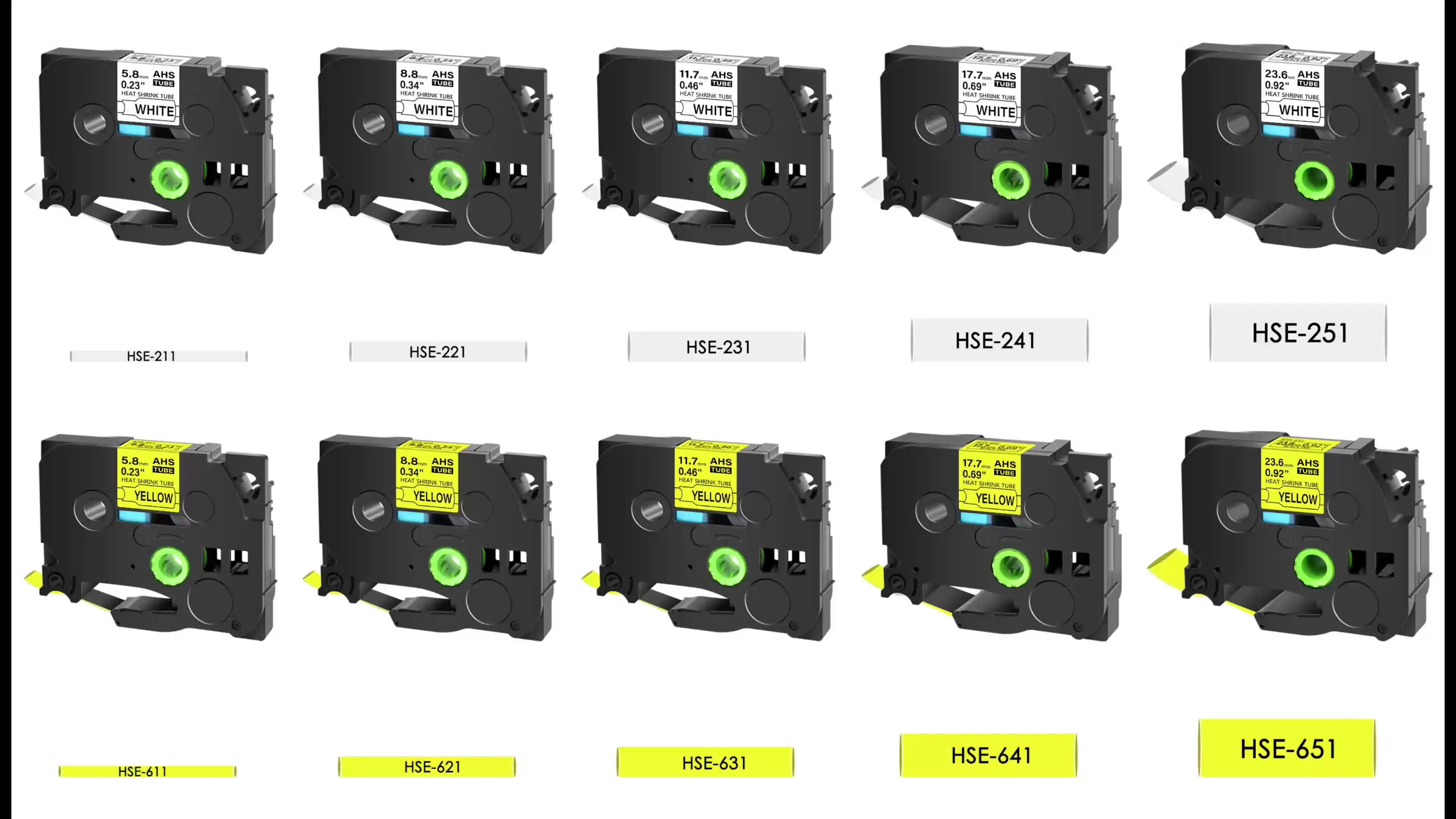 Etichetta tubo termoretraibile 6/9/12/18/24mm per Brother HSe-231 HSe-221 241 641 nero su bianco/giallo per Brother P touch Label Maker  7
