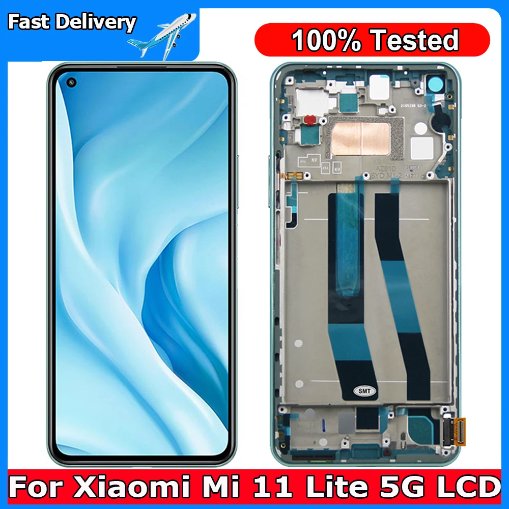 

ЖК-дисплей 6,55 дюйма OLED для Xiaomi Mi 11 Lite, сенсорный экран с дигитайзером в сборе, замена для Xiaomi Mi 11 Lite, ЖК-дисплей