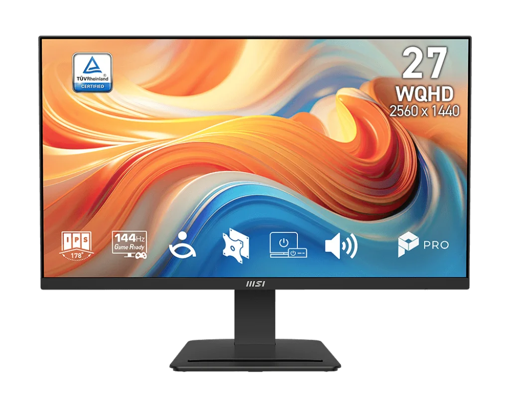 새로운 MSI PRO MP273Q E14 27인치 모니터 (스피커 내장) 2560 X 1440 WQHD IPS 1ms 응답 속도 144Hz 디스플레이 (비즈니스 및 게이밍용)