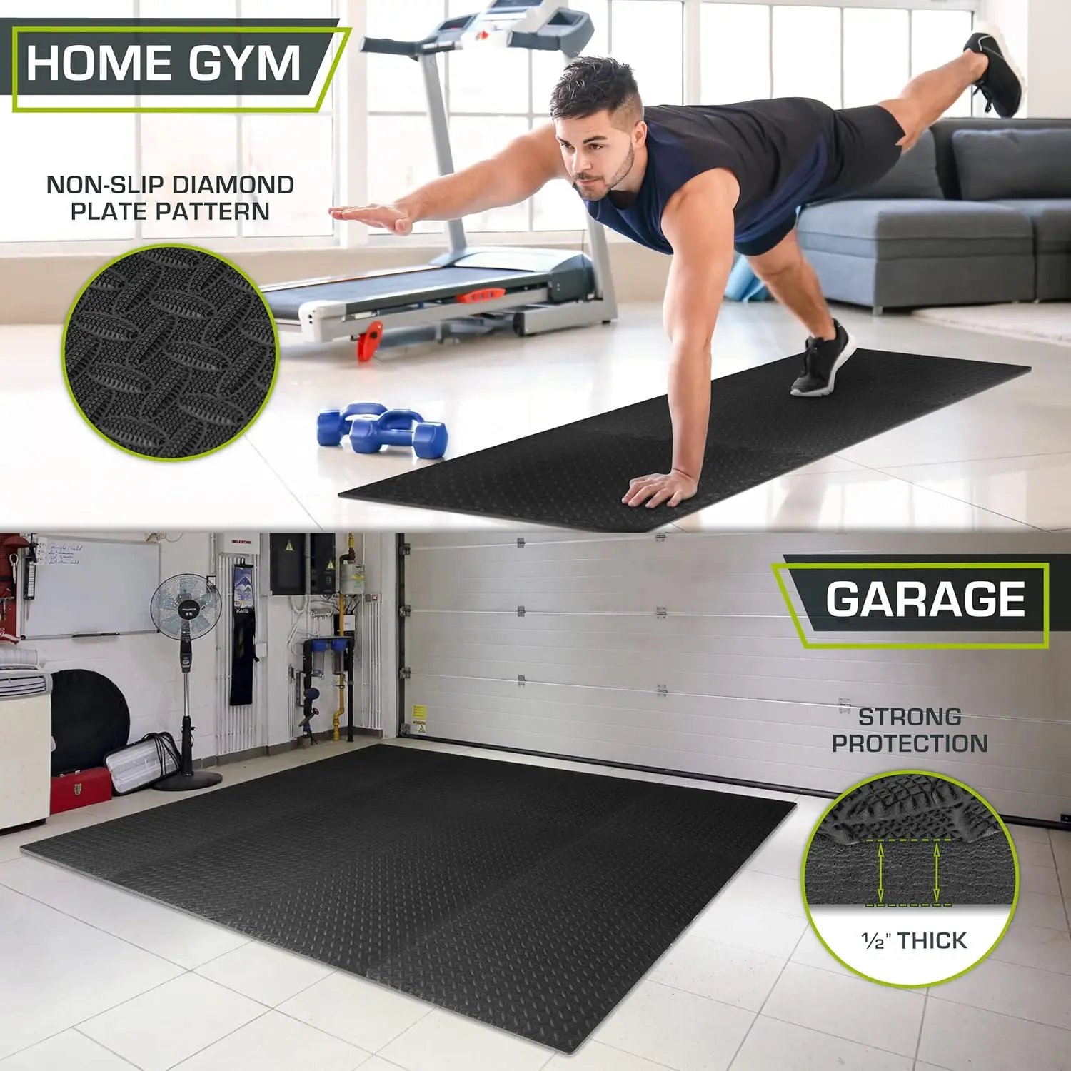 12pcs Puzzle Exercise Mat EVA Floor Tiles for Home Gym, Mat for Home Workout Equipment, Floor Padding Kids, 60X60X1.2cm