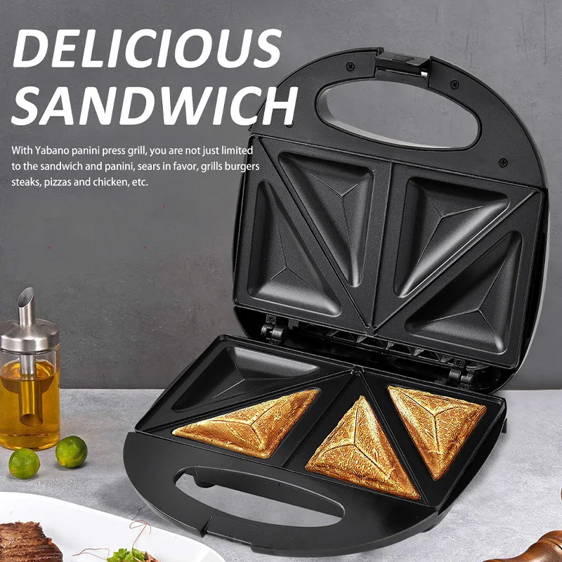 Portable Electric Sandwich Maker Non-Stick Coating Folded Fast Uniform Heating Anti-Scalding Handle Breakfast Waffler Mchine