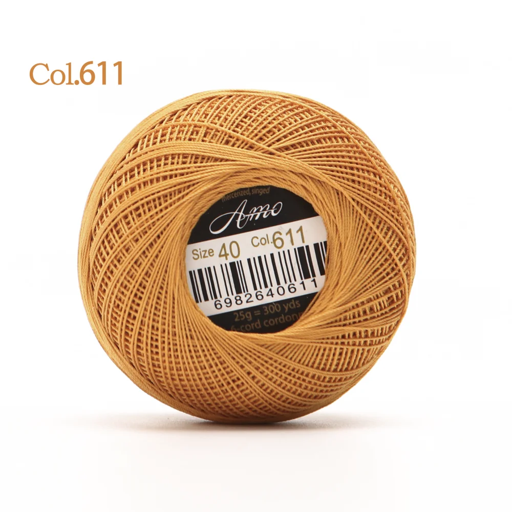Premium 40-Size Double Mercerized Egyptian Cotton Crochet Thread – Perfect for Tatting Projects, 25g Ball, 300 Yards, Available in 56 Vibrant Colors