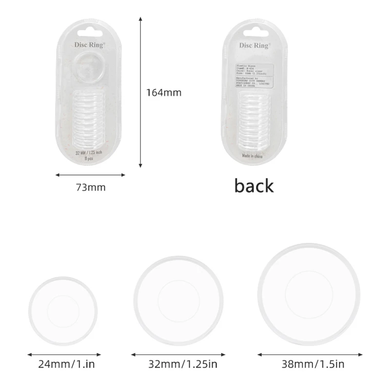 Multiple Sizes Transparent Binding Discs Loose-leaf Notebook Rings Disc Button Binder Planner DIY Scrapbook Supplies 11pcs/box