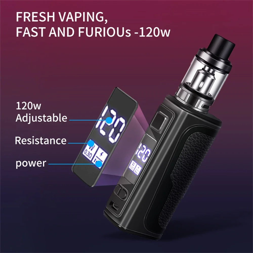 Vape Box Mod Kit Electronic Cigarette 120W Vaper 1800mah Build-in Battery 2.0ml Tank OLED Screen Vaporizer E5 120w Vape Box Mod atomizer