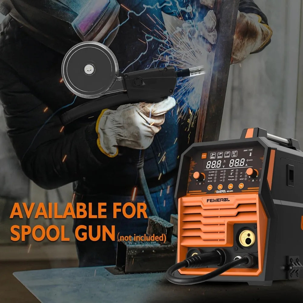 MIG Welder,6 in 1 Gas MIG/Gasless Flux Core/Stick/Lift TIG/Spot Welding/Spool Gun Compatible Aluminum,Multi Process Welder 5