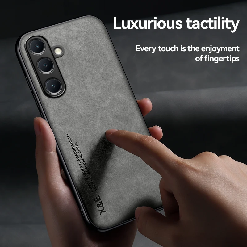 Luxury Leather Ultra Thin Phone Case For Samsung Galaxy S26 S25 S24 S23 S22 S21 Ultra Plus Silky Feel Soft Cover For Car Holder 5