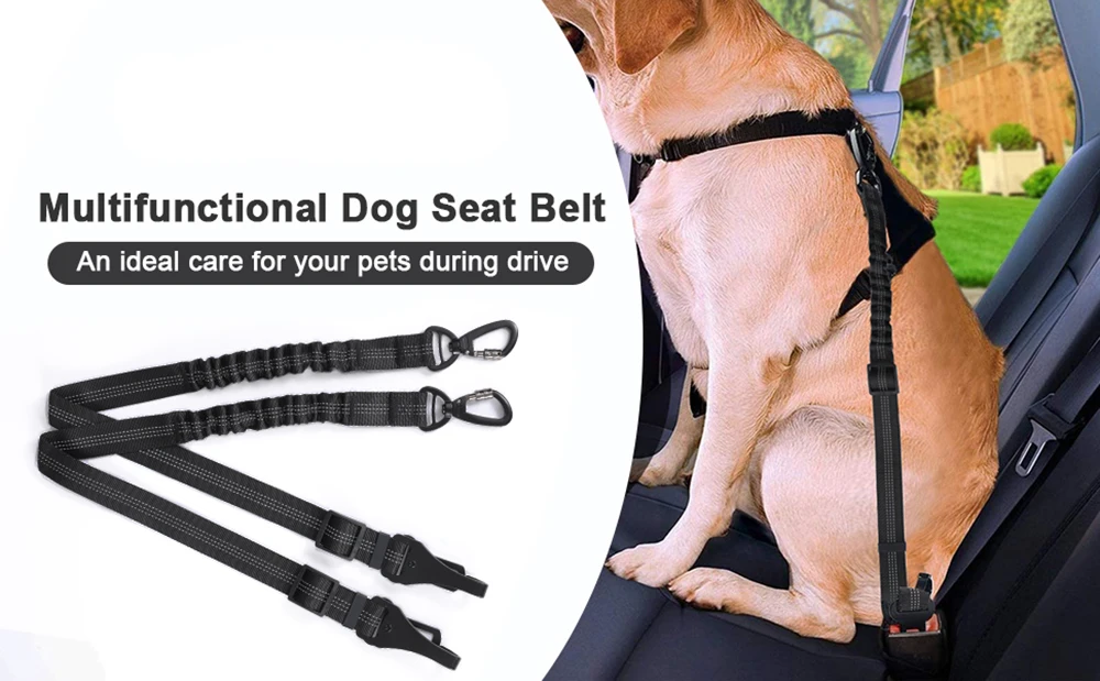 3-in-1 Hunde-Sicherheitsgurt Fürs Auto – Mit Stahlseil, Clip & Schnalle, Kaufest & Sicher Im Fahrzeug
