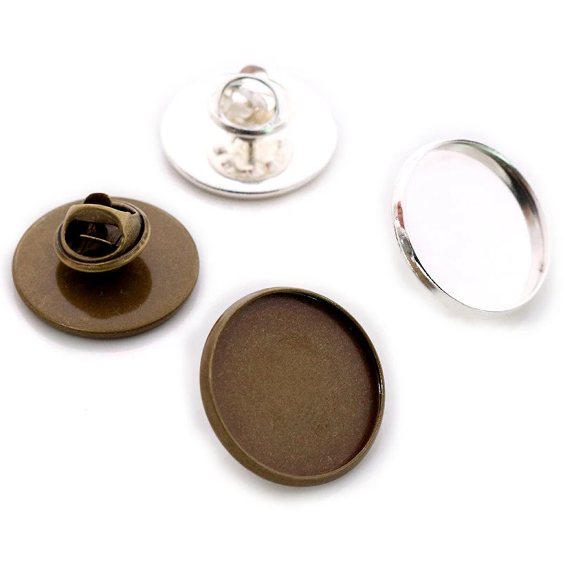 10pcs 20mm Inner Size Bronze Silver Plated Copper Material Brooch 