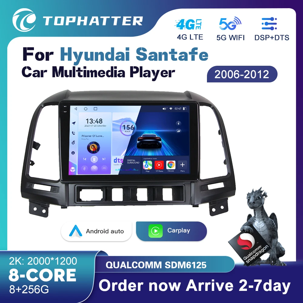 

Android 13 Car Radio Multimedia Video Player Navigation For Hyundai Santa Fe 2006-2012 DSP Head Unit Carplay