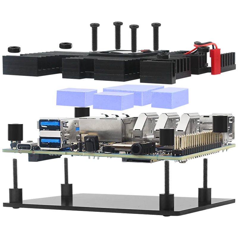 Orange Pi 5 Plus Aluminum Alloy Case Metal Enclouse with Fan Heatsinks  Active Passive Cooling Radiator for Orange Pi 5 Plus
