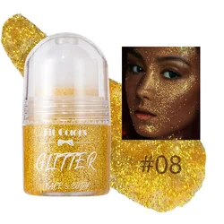 Shimmering Pearl Glitter Gel for Face & Body - Green & White Glossy Makeup Enhancer (08)