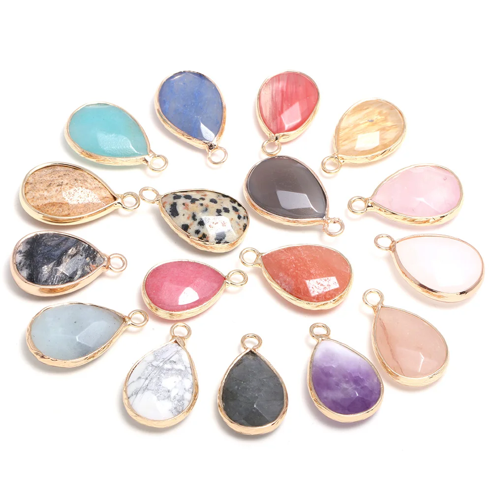 Natural Stone Gem Rose Quartz Amethyst Crazy Agate Pendant Handmade Crafts Necklace Bracelet Earrings Accessories Woman 13x23mm | Украшения