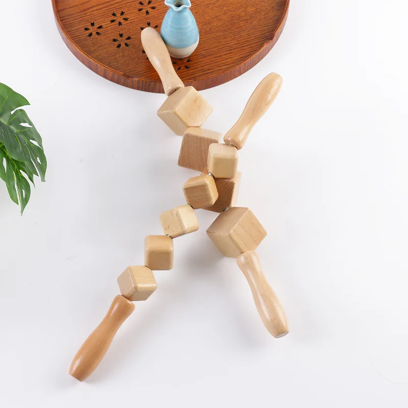 Wood Therapy Massage Tools Manual Anti Cellulite Roller Tool Wooden Cube Massager for Beauty, Gua Sha, Sore Muscle Relief